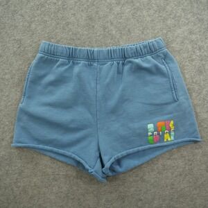 Mayfair Group Sweat Shorts Womens Medium Blue Sweat Fleece Elastic Waist Logo